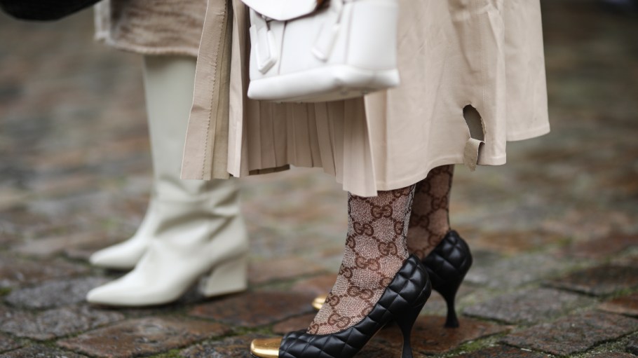 Gucci socks seen at Copenhagen Fashion Week in January 2020.