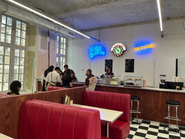 Inside Billionaire Boys Club's retro diner in Paris.