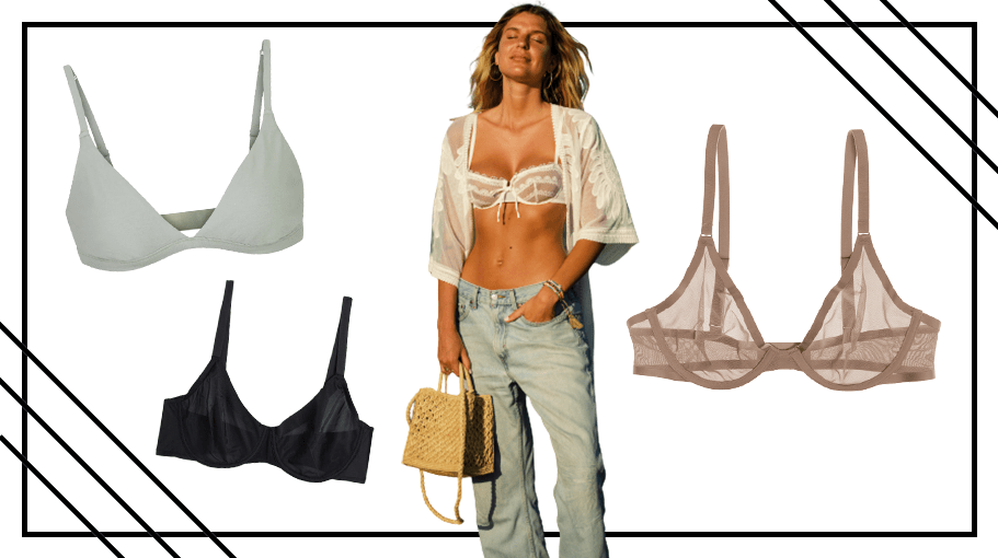 Cuup The Plunge Bra; Skims Cotton Jersey Triangle Bralette; Intimissi Sveva Invisible Touch Balconette Bra