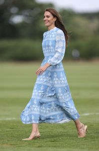 EGHAM, ENGLAND - JULY 06: Catherine, Princess of Wales smiles as she joined Prince William, Prince of Wales during the Out-Sourcing Inc. Royal Charity Polo Cup 2023 at Guards Polo Club on July 06, 2023 in Egham, England. Todays match is being played to raise funds and awareness for eleven charities supported by The Prince and Princess of Wales, marking the 12th year of the Royal Charity Polo Day which is set to take the total amount raised to more than £12,000,000. (Photo by Charlie Crowhurst/Getty Images)
