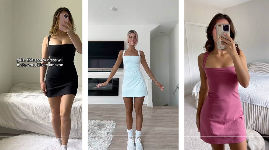 Three women in the Qinsen Tennis Dress