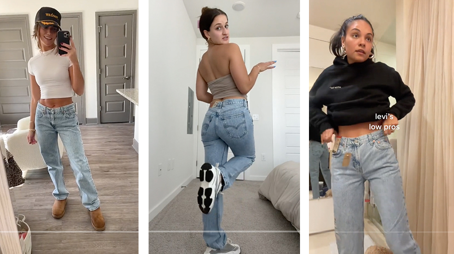 Three women in Levi's Low pro jeans