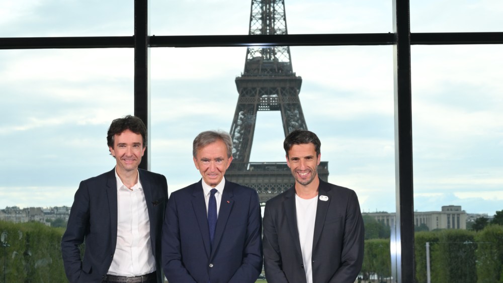 Antoine Arnault, Bernard Arnault and Tony Estanguet