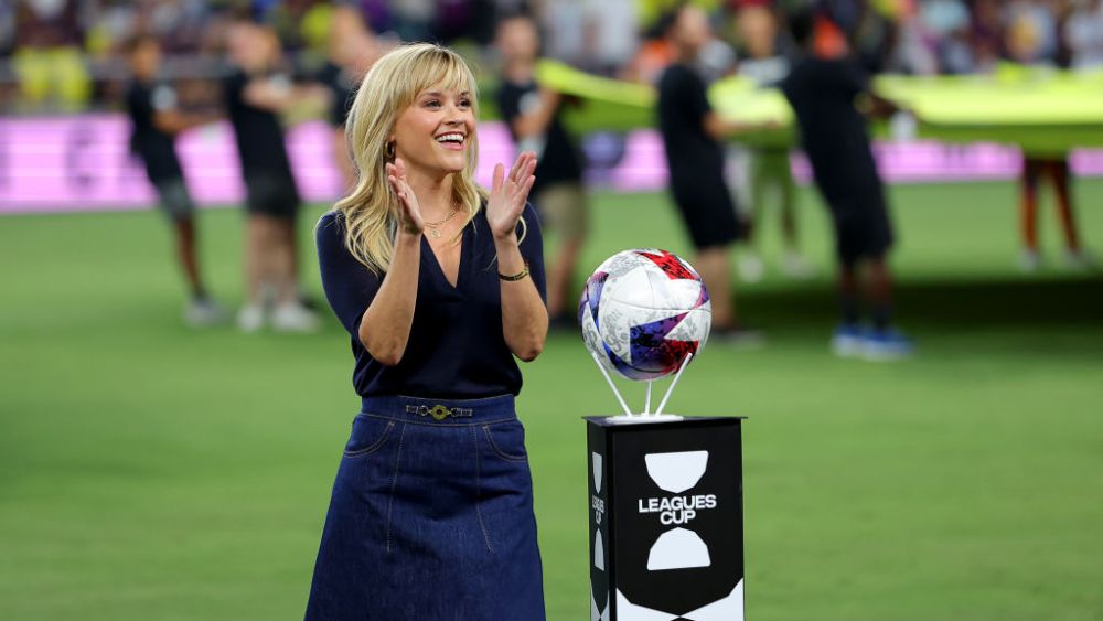 Reese Witherspoon at the Leagues Cup 2023 final match between Inter Miami CF and Nashville SC on Aug. 19 in Nashville.