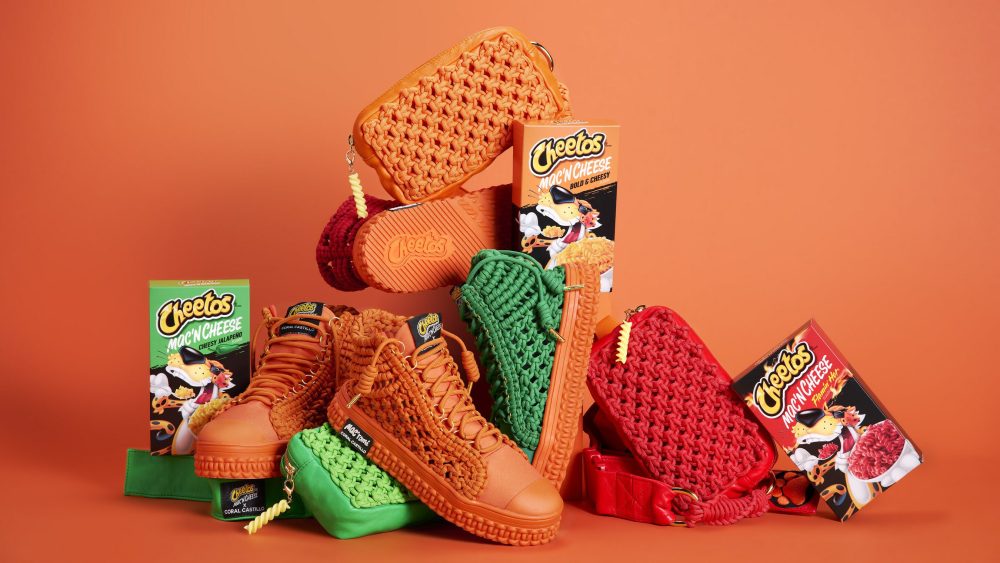 The Cheetos Mac ‘n Cheese x Coral Castillo macramé collection.
