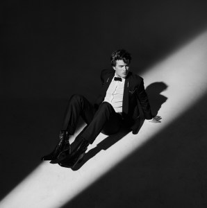 Gucci’s wool suit and Officine Générale’s viscose button-down. Thom Browne bow tie; Bally boots.
