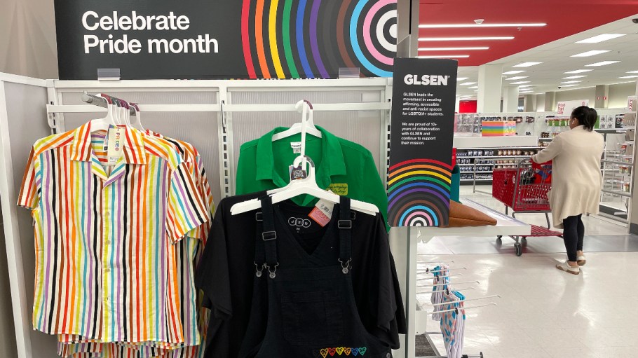 SAN FRANCISCO, CALIFORNIA - MAY 31: Pride Month merchandise is displayed at a Target store on May 31, 2023 in San Francisco, California. Target has pulled some of its Pride Month merchandise from stores or have moved the seasonal displays to lesser seen areas of their stores to avoid conservative backlash that has threatened workers’ safety.