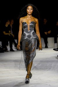 Naomi Campbell on the runway at Alexander McQueen Ready To Wear Spring 2024 held at Careau du Temple on September 30, 2023 in Paris, France.