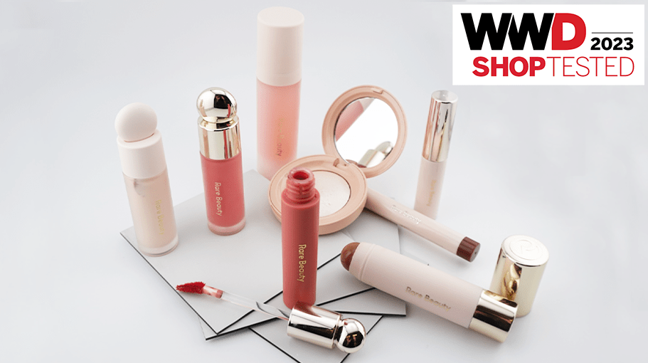 Rare Beauty makeup products on a white background