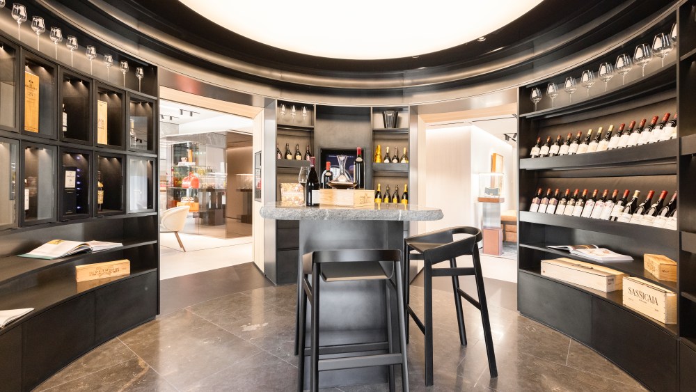 The wine area of Sotheby's new luxury shopping salon at Bucherer in Zurich.