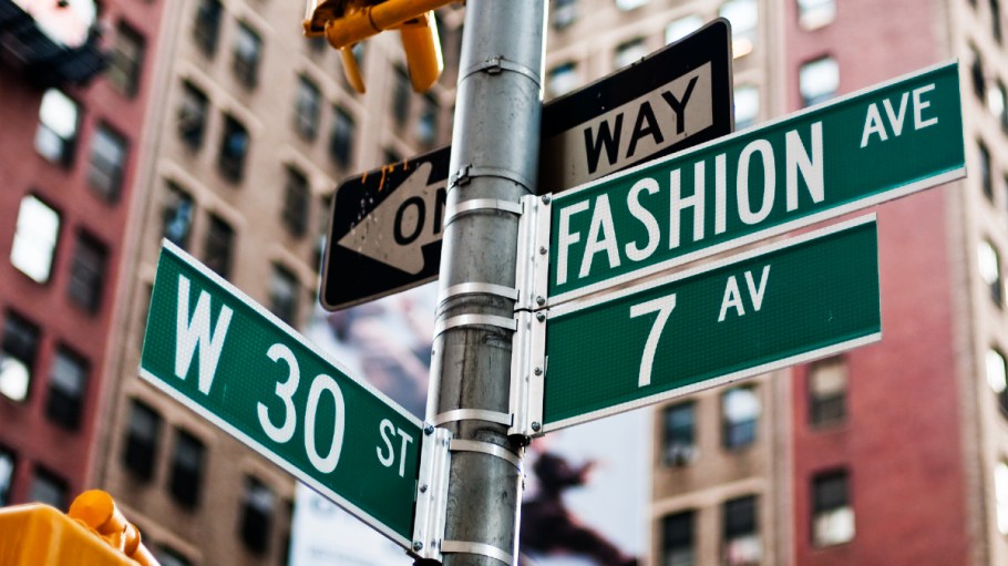 Fashion Avenue street sign in Manhattan.
