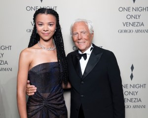 India Amarteifio and Giorgio Armani
