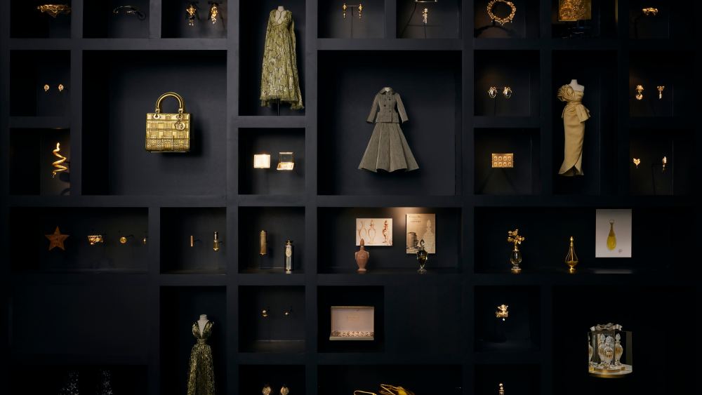 In the "Creation of an Icon" room at the "Dior J'Adore" exhibition.