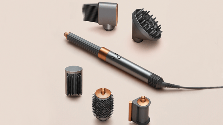 Dyson airwrap for curly hair on beige background