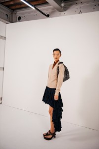 Backstage at Loewe Ready To Wear Spring 2024 held at Esplanade Saint Louis on September 29, 2023 in Paris, France.