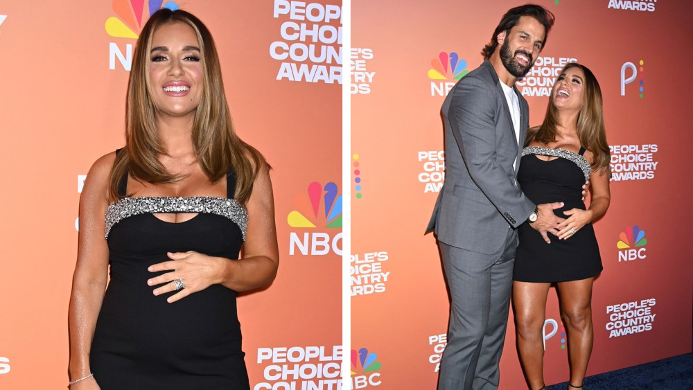 pregnant Jessie James Decker and Eric at the 2023 People's Choice Country Awards on Sept. 28 in Nashville, Tennessee.