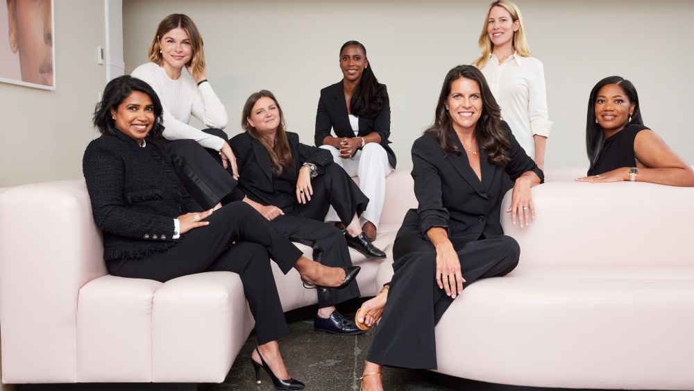 Chitra Balireddi, chief commercial officer; founder Emily Weiss; Marie Suter, chief creative officer; Seun Sodipo, chief financial officer; Kyle Leahy, chief executive officer; Sarah Stuart, chief poeple officer, and Kleo Mack, chief marketing officer.