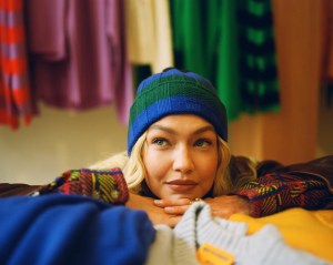 Gigi Hadid at her new Guest In Residence Soho store.