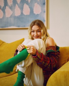 Gigi Hadid at her new Guest In Residence Soho store.