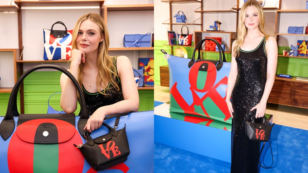 Elle Fanning at the Longchamp x Robert Indiana collection launch celebration on Oct. 26 in New York City.