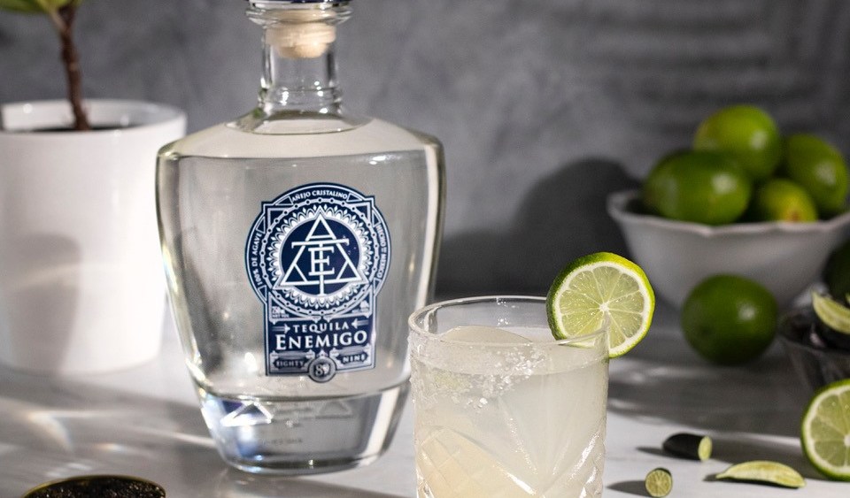 Enemigo Tequila being served with caviar.