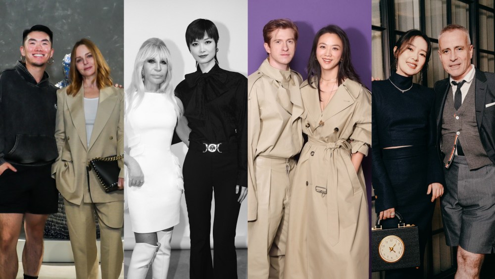 Stella McCartney with Terrence Zhou, Donatella Versace with Chris Lee, Daniel Lee with Tang Wei, and Thom Browne with Tong Yao