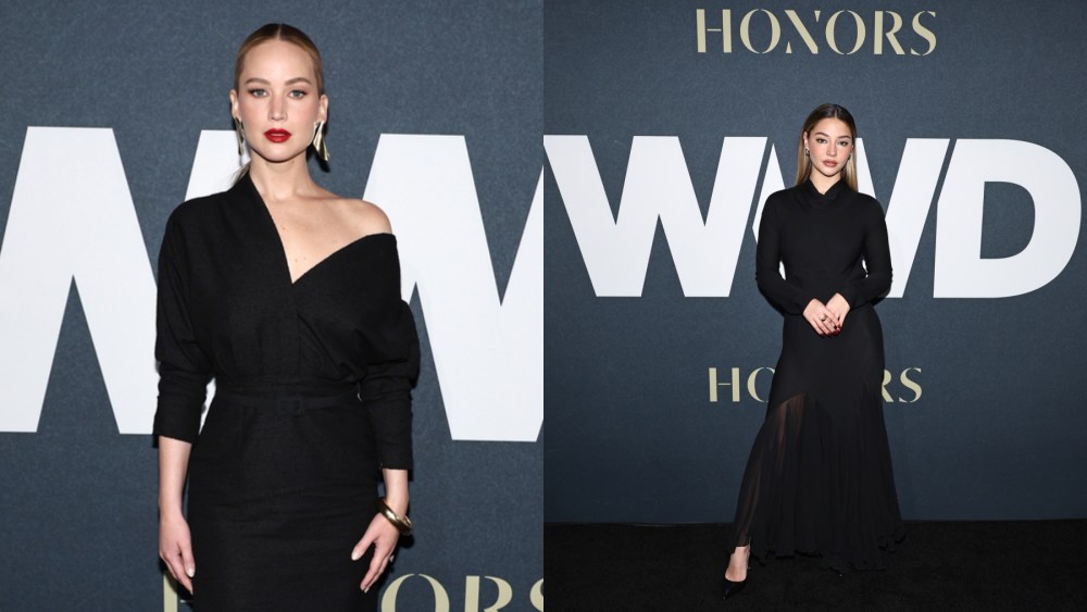 (L-R) Jennifer Lawrence and Madelyn Cline at the 2023 WWD Honors on Oct. 24 in New York City.