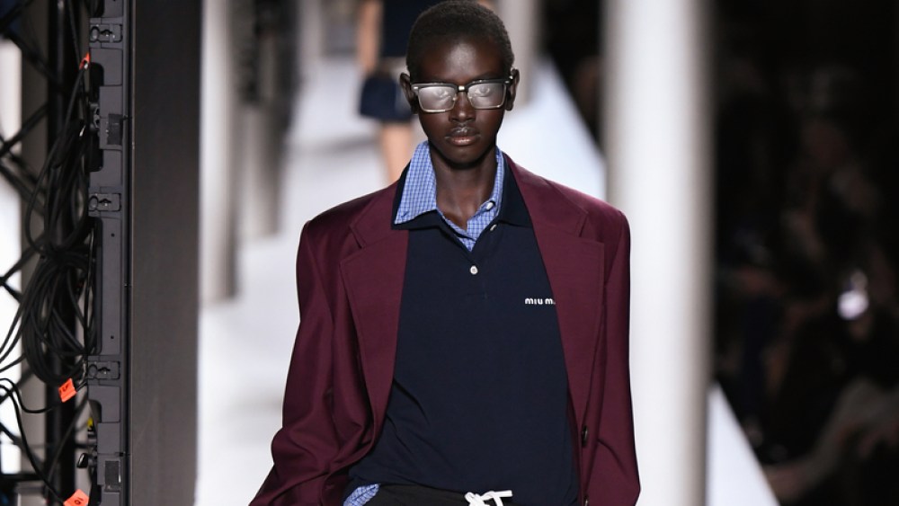 Model on the runway at Miu Miu Ready To Wear Spring 2024 held at Palais d’Iéna on October 3, 2023 in Paris, France.