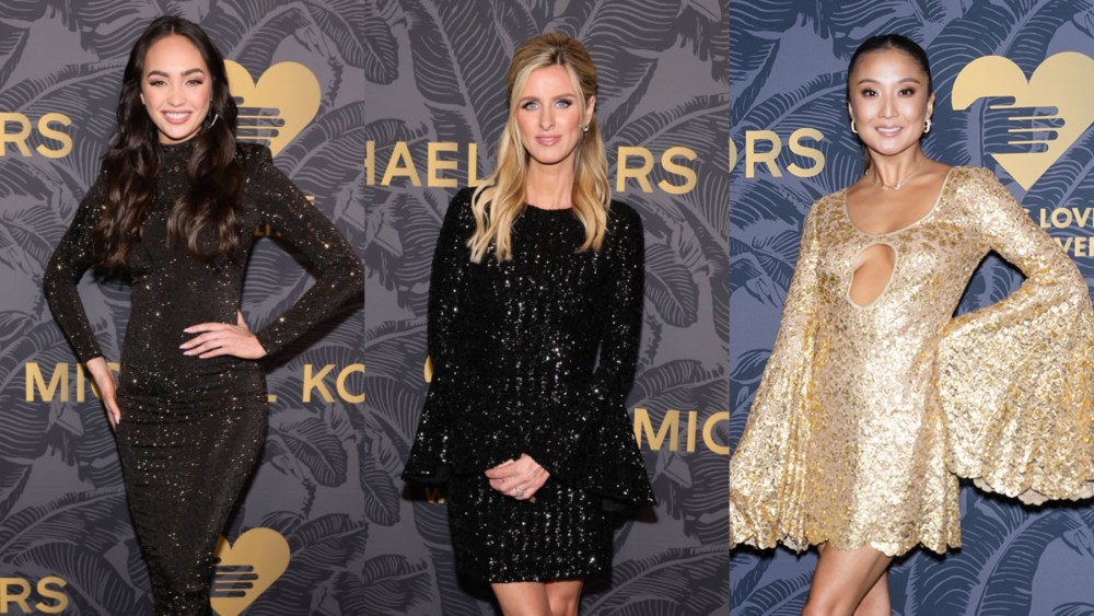 (L-R) R’Bonney Gabriel, Nicky Hilton and Ashley Park at the 2023 God's Love We Deliver Golden Heart Awards on Oct. 16 in New York City.