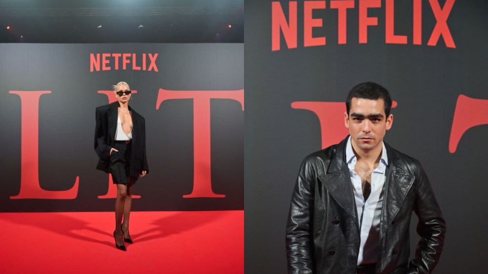 (L-R) Valentina Zenere and Omar Ayuso at Netflix's "Elite" seventh season presentation on Oct. 18 in Tres Cantos, Spain.