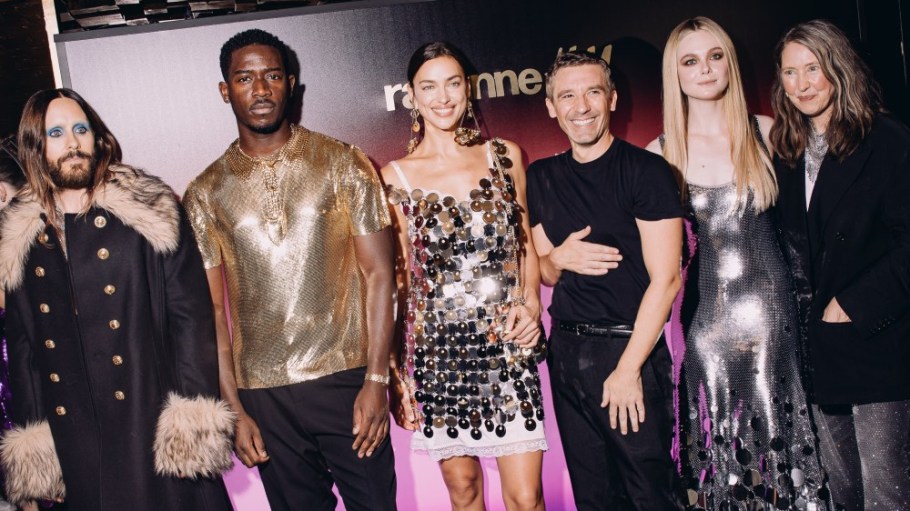 Jared Leto, Damson Idris, Irina Shayk and Elle Fanning dressed in the collection, pictured with Julien Dossena & Ann-Sofie Johansson.