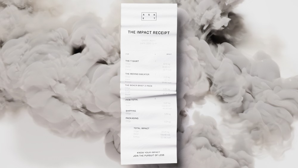 Asket impact receipt sustainability carbon accounting