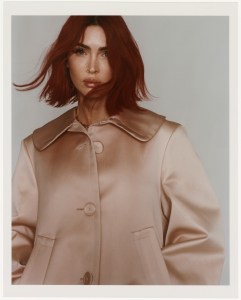 Altuzarra satin coat; Pamela Love necklace.