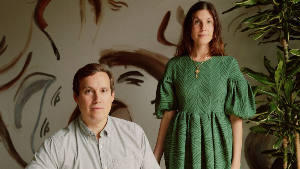 Nick and Rachel Cope in front of Muse, a collaboration with British designer Faye Toogood.