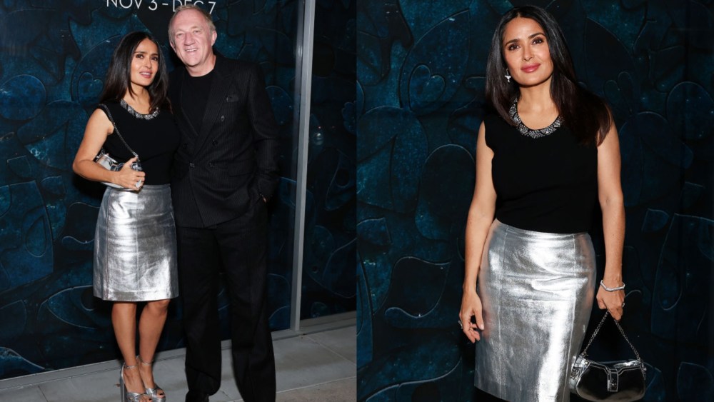 (L-R) Salma Hayek and François-Henri Pinault at the Frequency opening reception on Nov. 2 in Los Angeles.