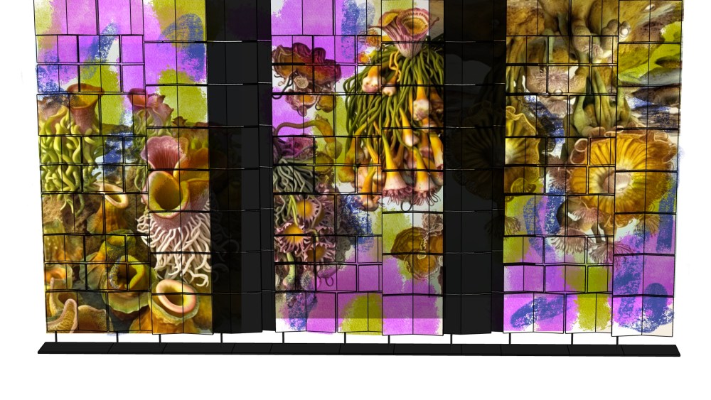 The screens in the store were created from hand-painted Molekine notebooks.
