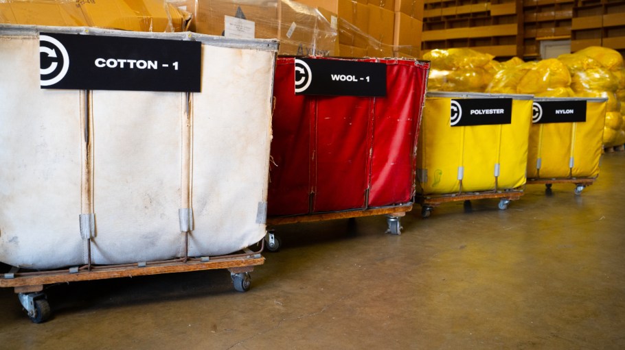 SuperCircle collection bins sit in a warehouse. The New York-based startup just announced $7M in pre-Series A funding.