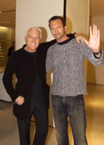 (L) Designer Giorgio Armani attends the Armani Party in Milan.