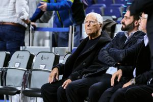 MADRID, SPAIN - MARCH 16: Giorgio Armani before the 2022-23 Turkish Airlines EuroLeague Regular Season Round 29 game between Real Madrid and EA7 Emporio Armani Milan at Wizink Center on March 16, 2023 in Madrid, Spain. (Photo by Sonia Canada/Getty Images)