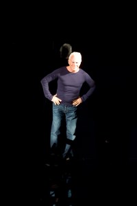 Designer Giorgio Armani on the runway at his Fall 2001 show in Milan.