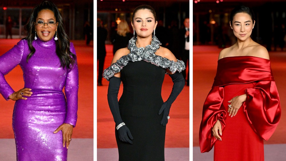 (L-R): Oprah Winfrey, Selena Gomez and Greta Lee at the 2023 Academy Museum Gala held at the Academy Museum of Motion Pictures on December 3, 2023 in Los Angeles, California.