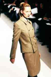 Kate Moss on the runway at the CK Calvin Klein Fall 1996 show.