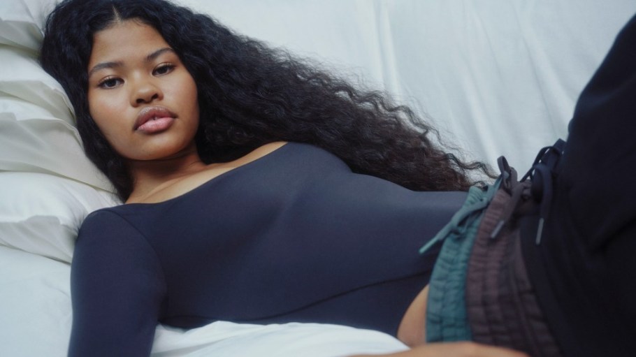 A campaign image from Lululemon's Wundermost bodywear collection.
