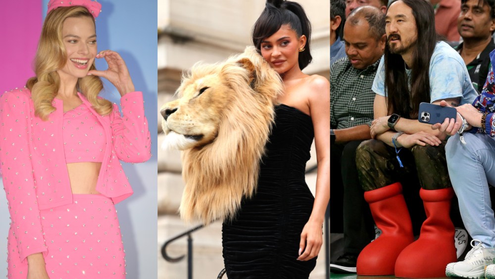 Margot Robbie, barbie, premiere, look, kylie jenner, lion head, steve aoki, big red boots,