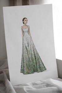 The sketch of Natalie Portman’s Dior Golden Globes dress.