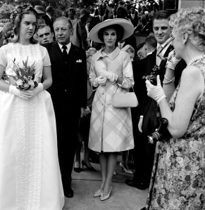 William S. Paley and Barbara "Babe" Paley arrive for the wedding of Amanda Jay Mortimer and S. Carter Burden, Jr. at St. Mary's Church on Roslyn, Long Island on June 13, 1964.