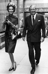 William and Babe Paley walking on a Manhattan street, outside of La Cote Basque.