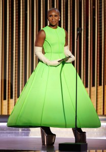 BEVERLY HILLS, CALIFORNIA: 78th Annual GOLDEN GLOBE AWARDS -- Pictured: Cynthia Erivo speaks onstage at the 78th Annual Golden Globe Awards held at The Beverly Hilton and broadcast on February 28, 2021 in Beverly Hills, California. -- (Photo by Christopher Polk/NBC/NBCU Photo Bank via Getty Images)