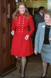 DORKING, UNITED KINGDOM - DECEMBER 09:  The Duchess Of York Leaving The Motor Neurone Disease Association Christmas Party  At Denbies Wine Estate In Dorking, Surrey - With Her Is One Of The Organisers, Beryl Daniels.  (Photo by Tim Graham Photo Library via Getty Images)