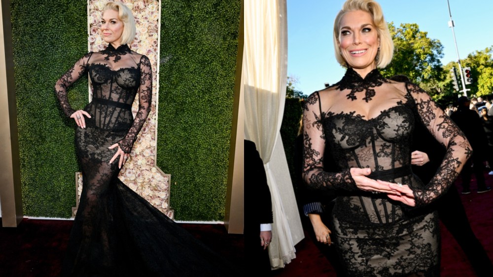 Hannah Waddingham, black lace gown, Golden Globe Awards 2024, January 7, Los Angeles